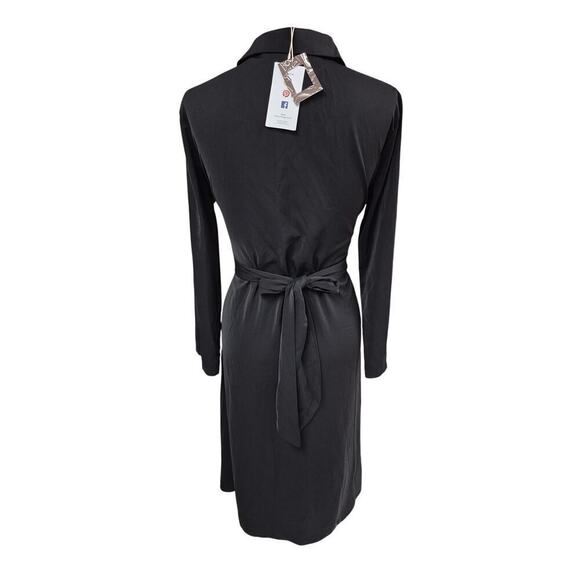 NWT Bebreez Chic 100% Polyester Shirt Dress Sash Tie Waist Black Sz L - Picture 4 of 7